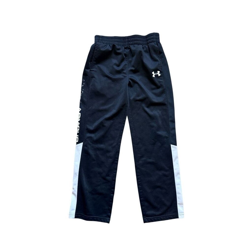 Youth Boys Under Armour Black / White Athletic Dri-Fit Track Pants - Sz 7